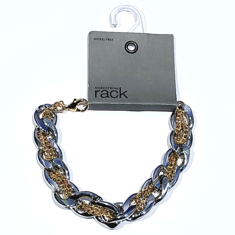 Two Toned Silver/Gold Fashion Jewelry Bracelet Nordstroms Rack Chain Bracelet